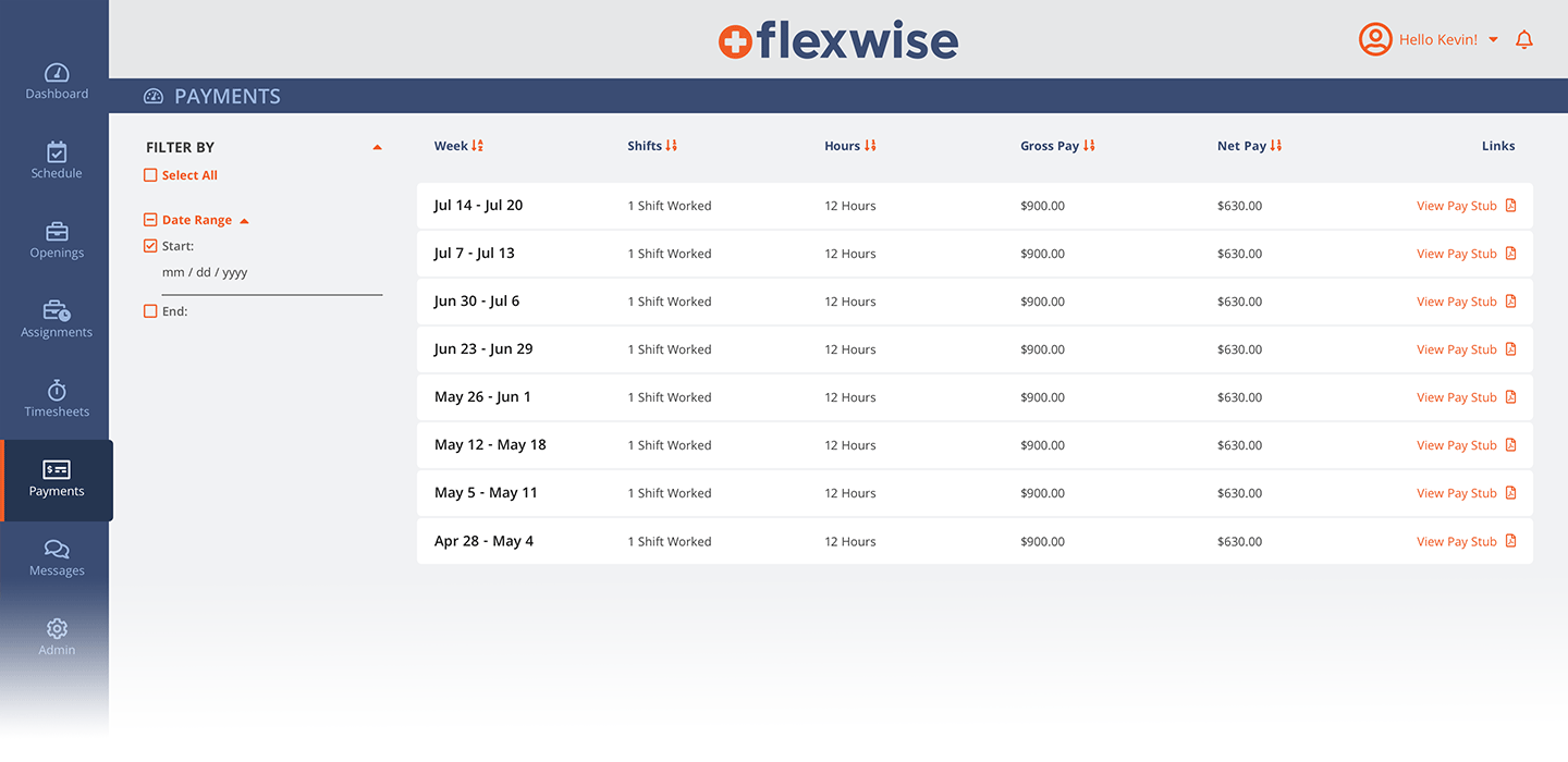 d Pros Paystub List Filters Expanded