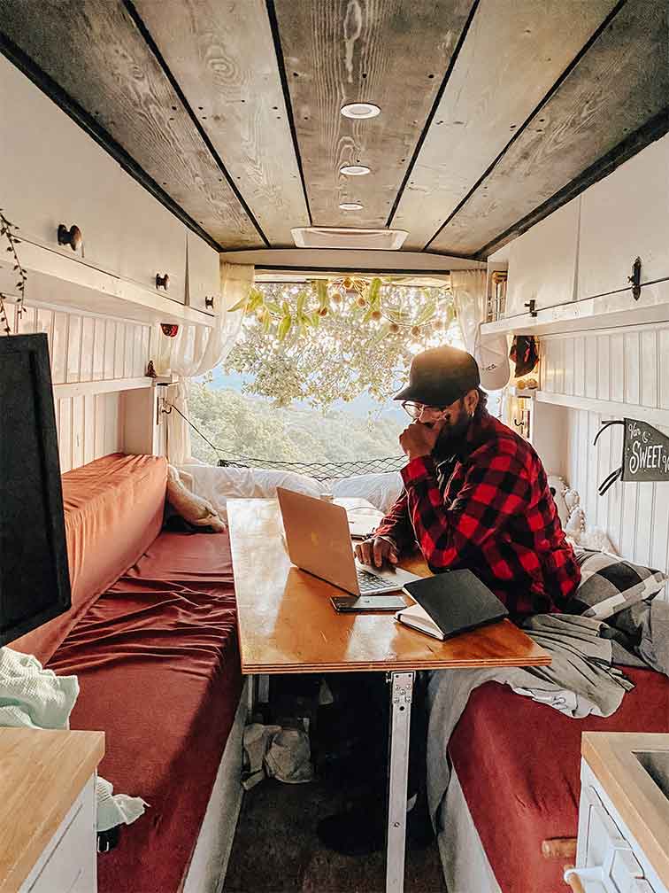 digital nomad in a van